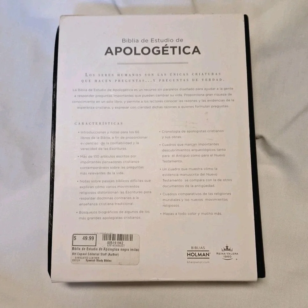Biblia Pastoral de Estudio de Apologetica RV1960‎ imit piel negro Spanish Study